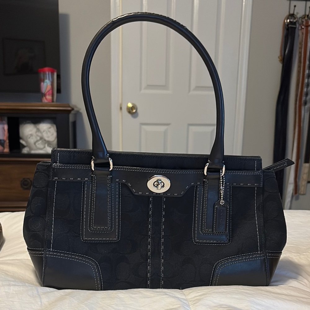 Coach Black Signature Tote Bag